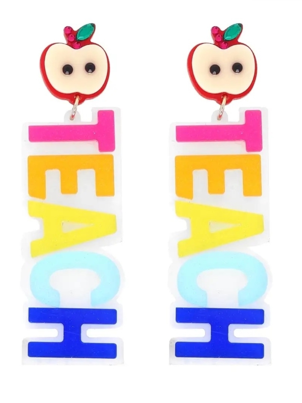 Kids 'Teach' Apple Drop Earrings - Multicolor
